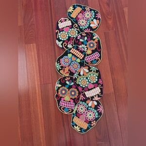 Day Of The Dead Vibrant Table Runner Rachel Zoe Fully Beaded Halloween Sugar Sky